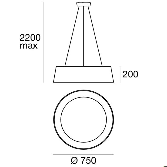 Lampadario moderno nero oxygen stilnovo led 50w 3000k dimmerabile biemissione