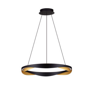 Lampadario led cerchio design nero oro per sala da pranzo