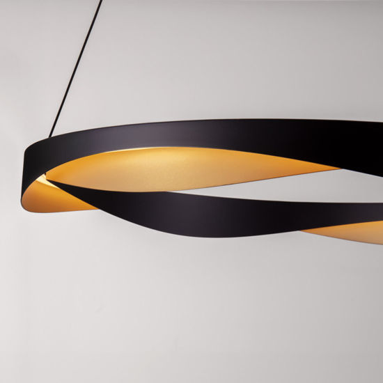 Lampadario led cerchio design nero oro per sala da pranzo