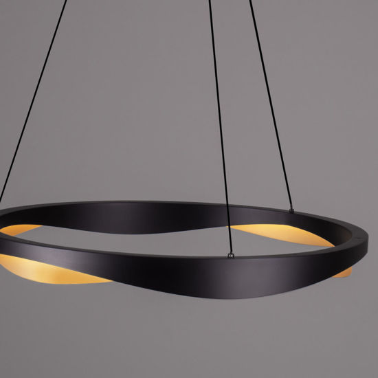 Lampadario led cerchio design nero oro per sala da pranzo