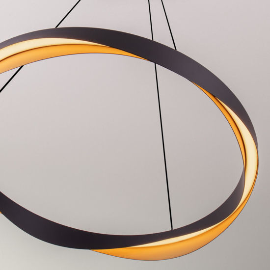 Lampadario led cerchio design nero oro per sala da pranzo