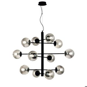 Ondaluce lampadario eliseo per salone moderno design minimal 12 luci nero