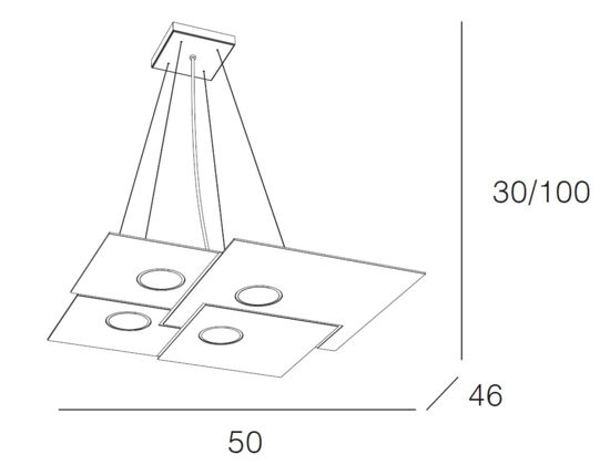 Toplight plate lampadario moderno antracite squadrato