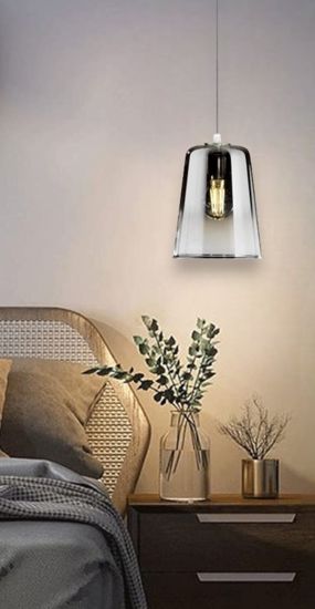 Lampada a sospensione per comodino camera da letto vetro cromato