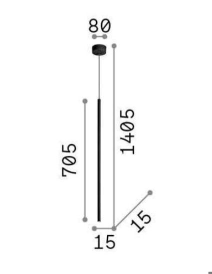 Ideal lux filo sp1 lampadario a sospensione led nero 3,5w 70cm