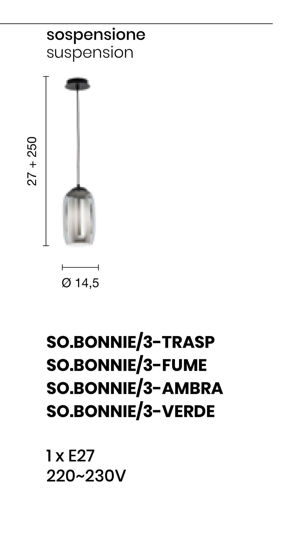 Ondaluce so bonnie fume lampada pendente da comodino