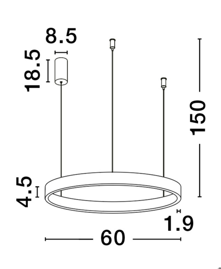 Lampadario a sospensione cerchio marrone per soggiorno led 60w 3000k