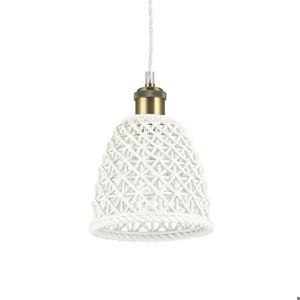 Lugano sp1 d16 ideal lux lampadario da cucina in ceramica bianca 16cm cavo tessuto