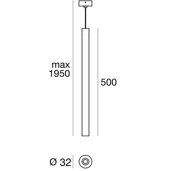 Lampada per penisola a sospensione baton linea light bianco e nero 2.5w 4000k