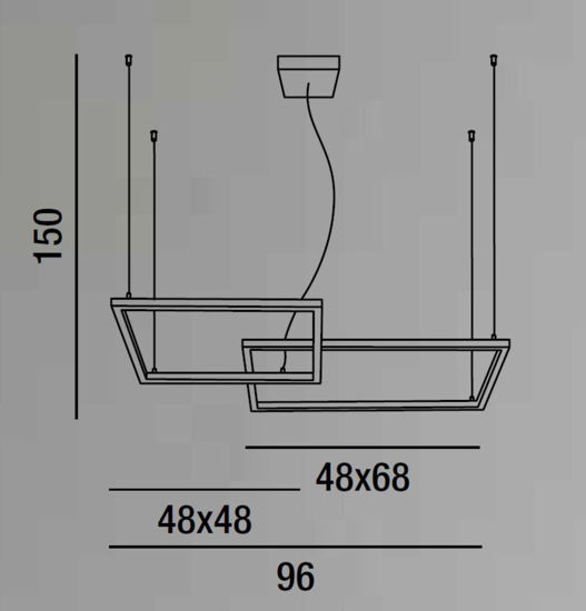 Lampadario moderno cross nero perenz led cct 64w 3000k 4000k 6000k