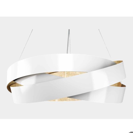 Lampadario moderno pura marchetti 60cm 3xe27 bianco e interno foglia oro