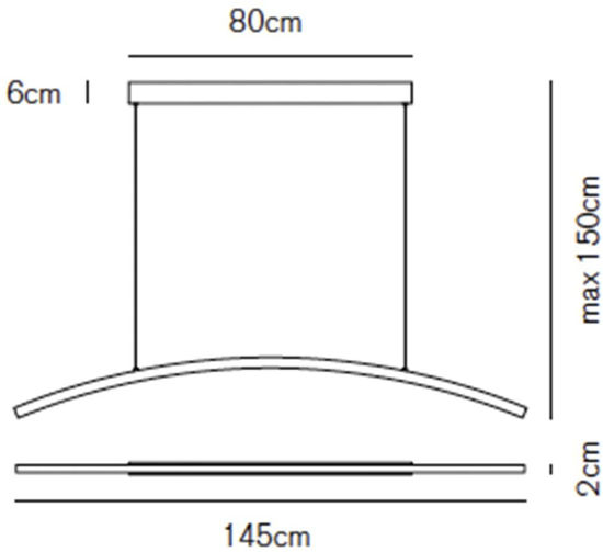 Lampadario design moderno led 30w 3000k bianco vivida bow per tavolo soggiorno