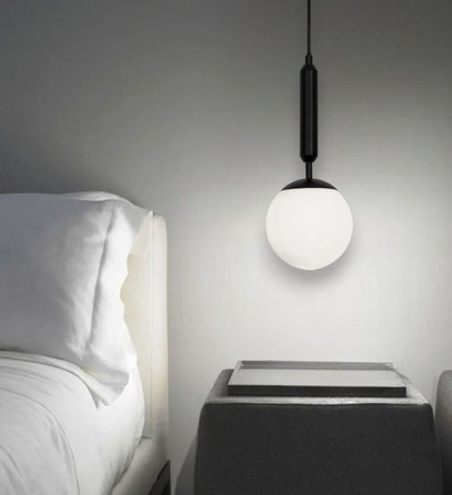 Lampada pendente nera per comodini camera da letto