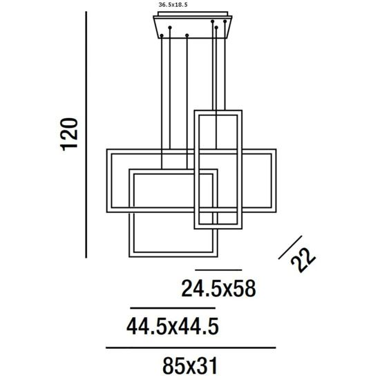 Lampadario moderno led cct 90w 3000k 4000k 6000k bianco cross perenz illuminazione