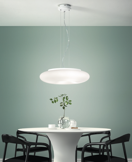 Lampadario moderno bianco per soggiorno design circolare ondaluce dodi