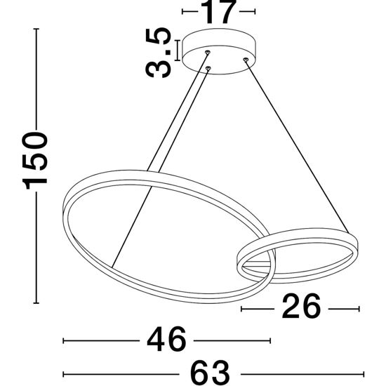 Lampadario led cerchi nero oro per soggiorno moderno