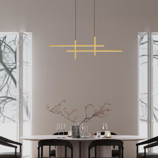 Lampadario led a sospensione design oro per sala da pranzo