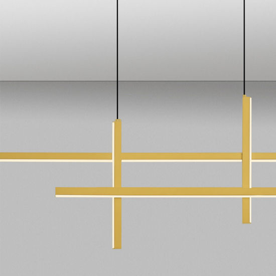 Lampadario led a sospensione design oro per sala da pranzo