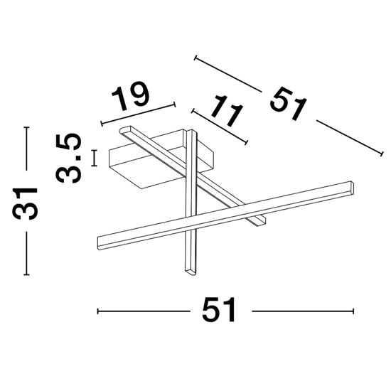 Plafoniera moderna per salotto bacchette nero oro led 3200k