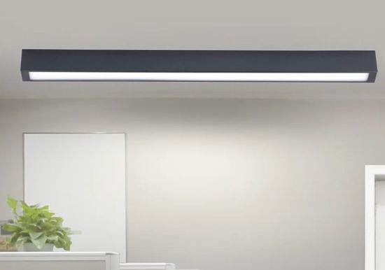 Plafoniera da soffitto led slim nera 122cm 22w 3000k per interni