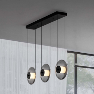 Lampadario moderno led 24w 3000k nero per soggiorno