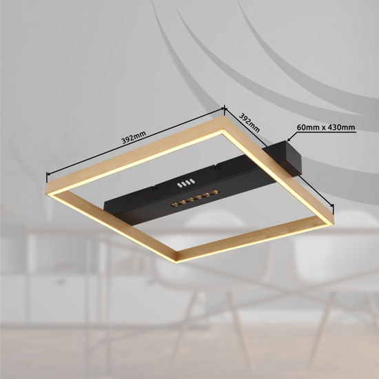 Plafoniera da soffitto led 24w 3000k nero oro quadrata