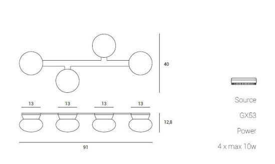 Plafoniera parete soffitto moderna per soggiorno miloox fuji tortora