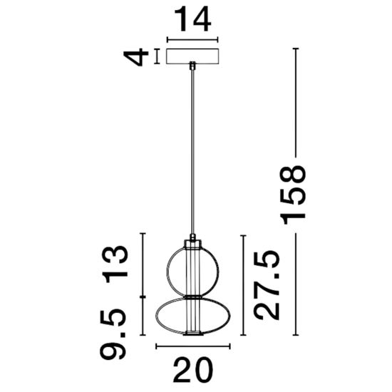 Lampada pendente in vetro fume per comodini camera da letto