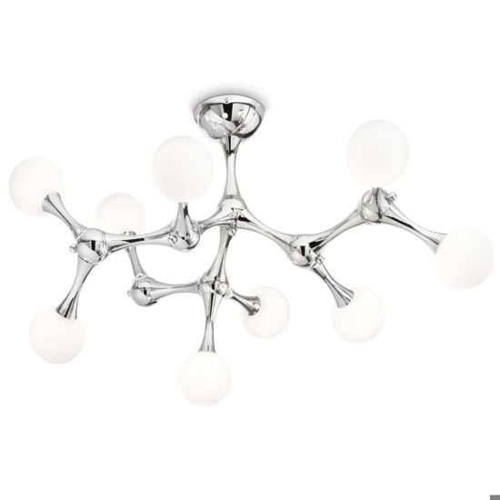 Ideal lux nodino pl9 plafoniera moderna cromo nove luci design