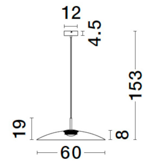 Lampadario led per cucina marrone piatto di vetro 60cm