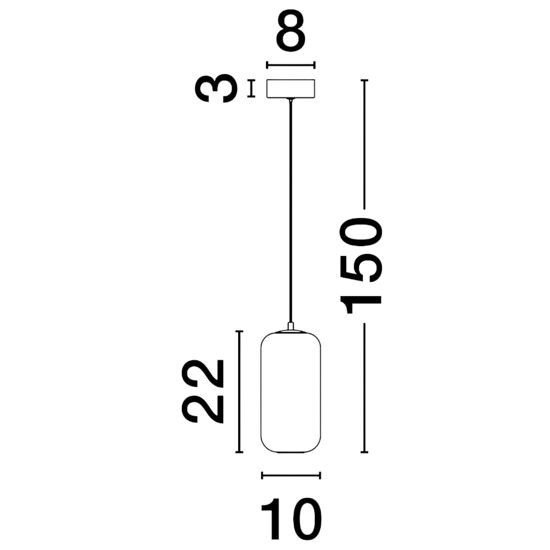 Lampada pendente led vetro allungato fume trasparente