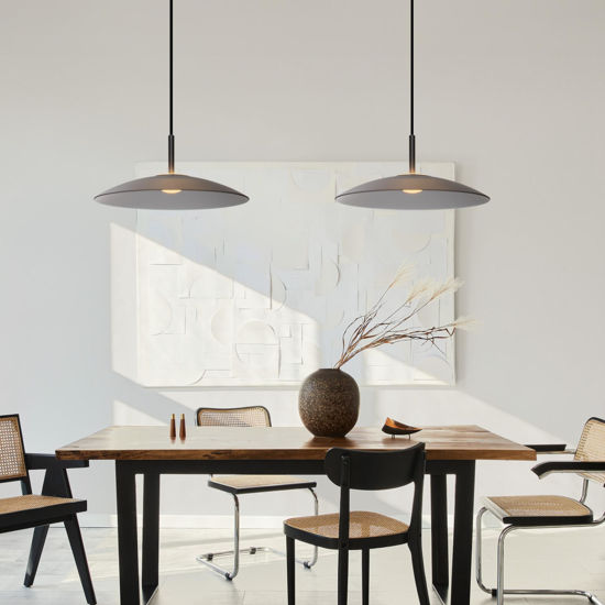 Lampadario led piatto 40cm per cucina moderna vetro fume