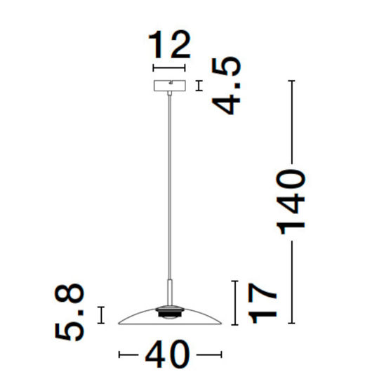 Lampadario led piatto 40cm per cucina moderna vetro fume