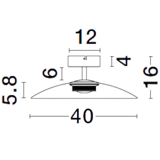 Plafoniera 40cm piatto vetro fume led 3000k per cucina