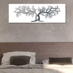 Capezzale quadro albero della vita blu grigio famiglia 50x150