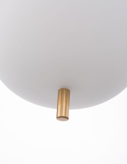 Lampada pendente a sospensione sfera vetro bianco oro