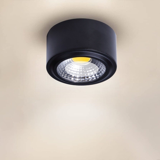 Faretto led 8w 3200k da soffitto nero rotondo fp