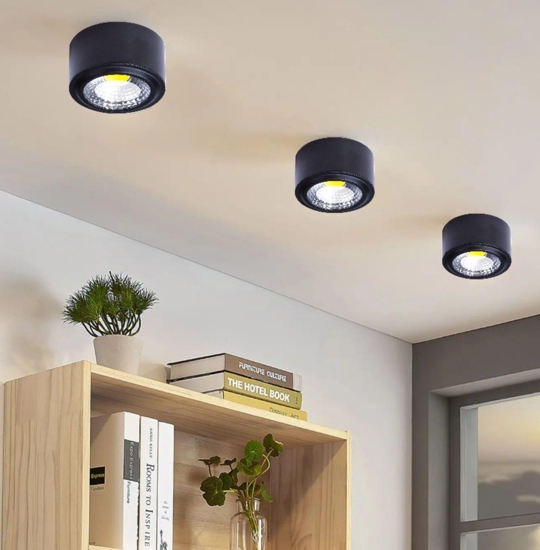 Faretto led 8w 3200k da soffitto nero rotondo fp