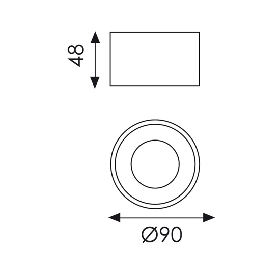 Faretto led 8w 3200k da soffitto nero rotondo fp