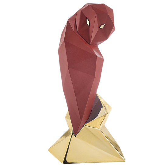 Soprammobile statuina gufo rosso h16 base oro bongelli preziosi