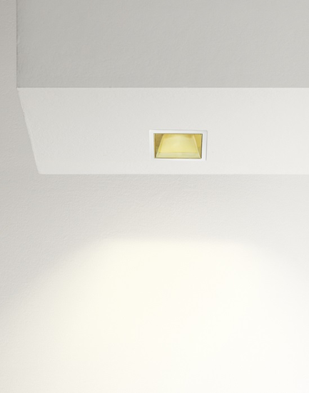 Faretto da incasso per controsoffitto quadrato bianco oro gea luce