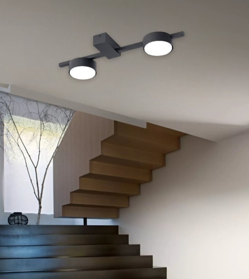 Lampada nera da soffitto due faretti gx53 led