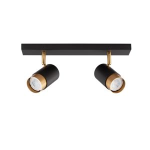 Lampada da soffitto nero oro con 2 faretti led orientabili