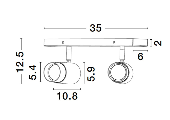 Lampada da soffitto nero oro con 2 faretti led orientabili