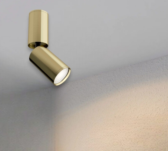 Faretto orientabile da soffitto oro cilindro brunito gu10