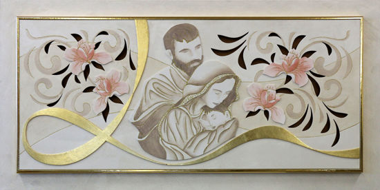 Quadro capezzale classico capoletto 120x60 sacra famiglia avorio oro