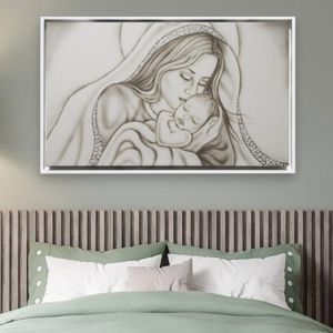 Quadro capoletto maternita capezzale moderno cornice bianca 114x70