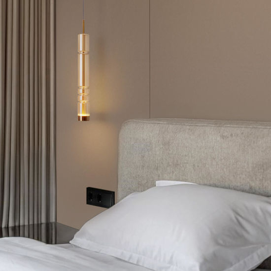 Lampadario led oro vetro ambra per comodini camera da letto