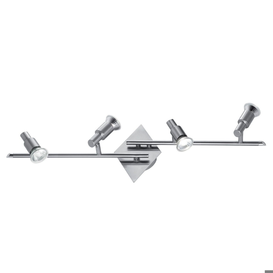 Slem pl4 ideal lux nickel da soffitto 4 faretti gu10 led 7w 3000k