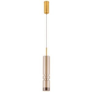 Lampada sospensione oro led tubo vetro ambra h39 per cucina